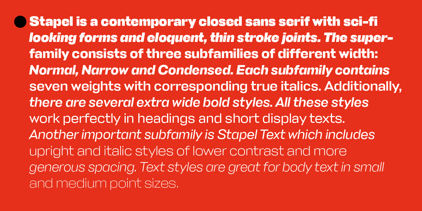 Przykład czcionki Stapel Condensed Extra Light Italic